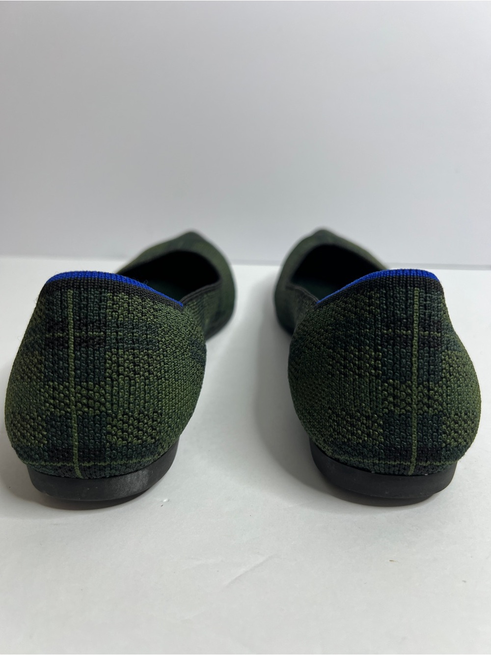 Rothy’s The Point Forest Green Plaid Pointed Toe Flats Size 7.5 - Picture 3 of 9